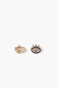 GOLD Rhinestone Evil Eye Ring Set, image 1