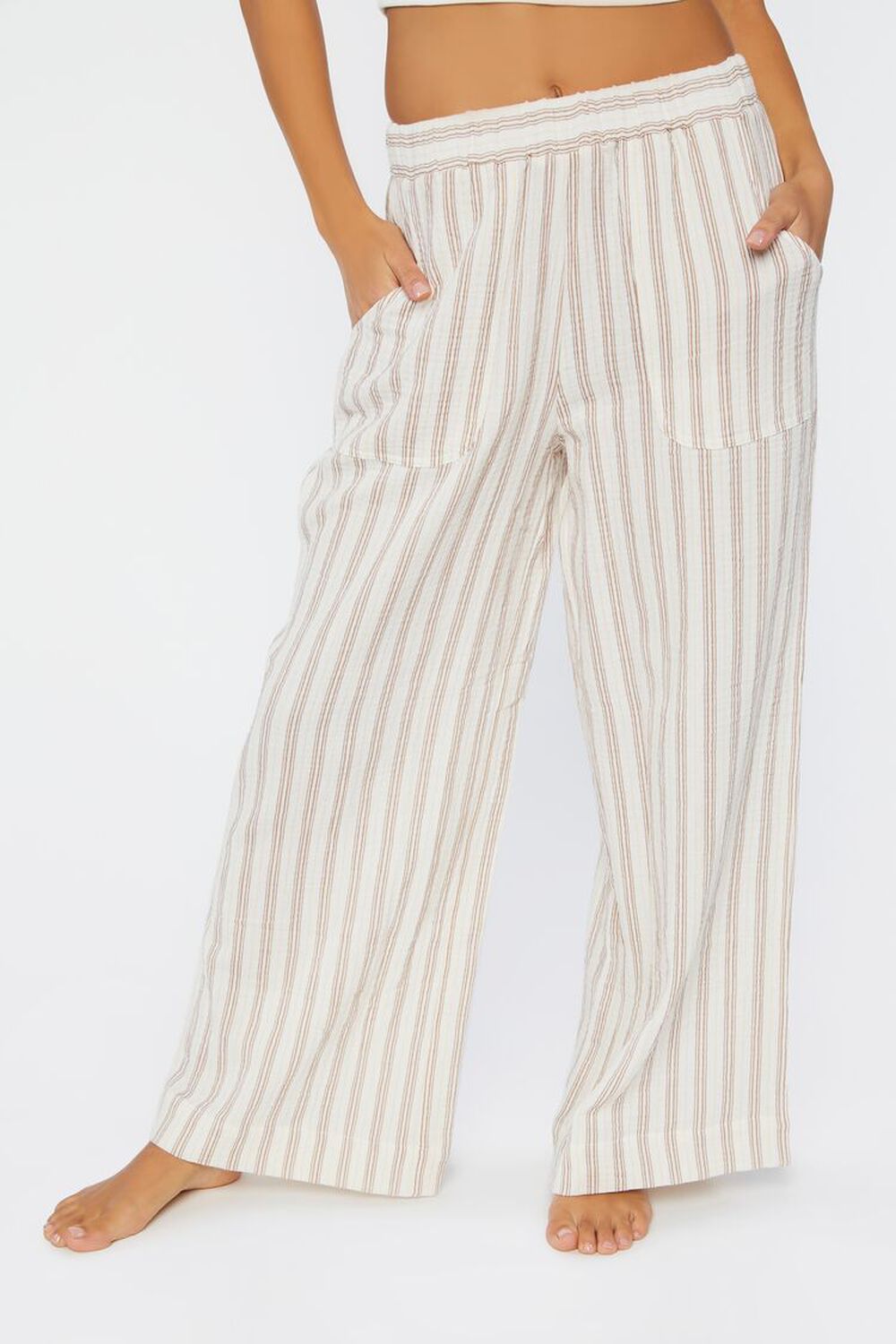 WHITE/MULTI Striped High-Rise Pajama Pants, image 2