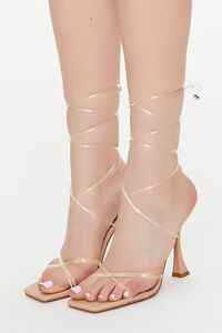 NUDE/CLEAR Strappy Open-Toe Lace-Up Heels, image 1