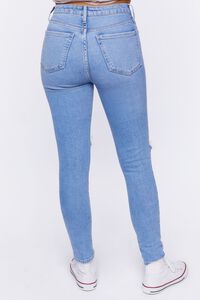 LIGHT DENIM Recycled Cotton Distressed Skinny Jeans, image 3