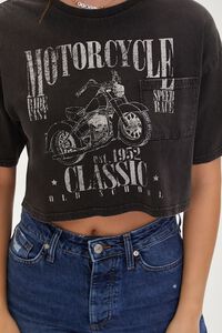 CHARCOAL/MULTI Motorcycle Graphic Cropped Tee, image 5