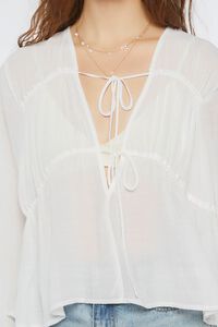 WHITE Plunging Peasant-Sleeve Top, image 5