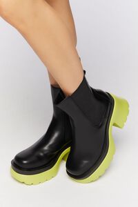 BLACK/LIME Lug-Sole Chelsea Boots, image 5