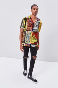 BLACK/MULTI Retro Rock Patchwork Fitted Shirt, image 4