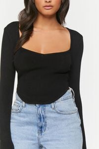 BLACK Ribbed Sweater-Knit Crop Top, image 5