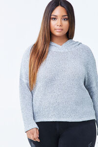 Plus Size Hooded Marled Top, image 1