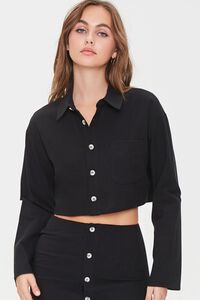 BLACK Cropped Shirt & Mini Skirt Set, image 5
