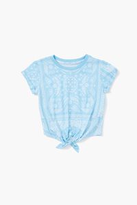 BLUE/WHITE Girls Paisley Knotted Tee (Kids), image 1