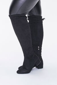 BLACK Faux Suede Knee Boots (Wide), image 1