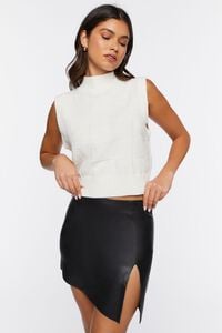 BLACK Faux Leather Mini Skirt, image 7