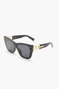 BLACK/BLACK Browline Chain Sunglasses, image 2