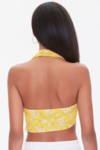 YELLOW/MULTI Cropped Floral Print Halter Top, image 3