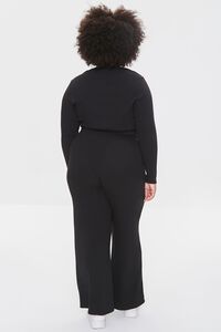 BLACK Plus Size Crop Top & Pants Set, image 3