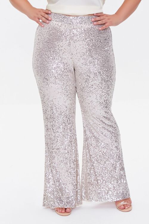 LEMON Plus Size Sequin Flare Pants, image 2