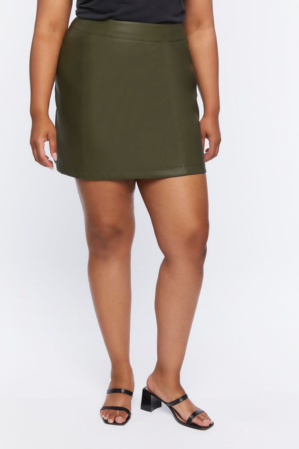 CYPRESS  Plus Size Faux Leather Mini Skirt, image 2