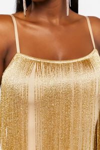 GOLD Fringe Overlay Mini Dress, image 5