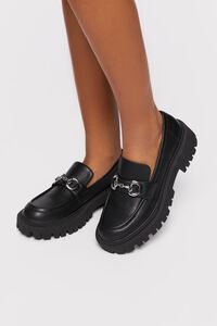 BLACK Platform Lug Sole Loafers, image 5