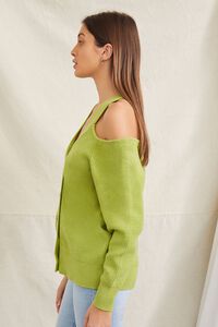 LIGHT GREEN Open-Shoulder Buttoned Sweater, image 2
