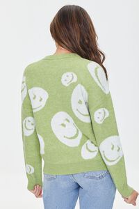 LIGHT GREEN/WHITE Happy Face Graphic Sweater, image 3