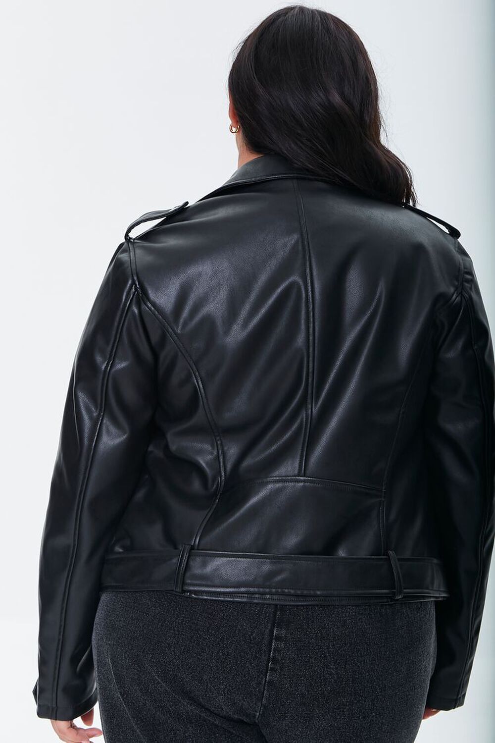 Forever 21 Women's M Faux Vegan Leather Moto Biker Jacket Black READ FLAW
