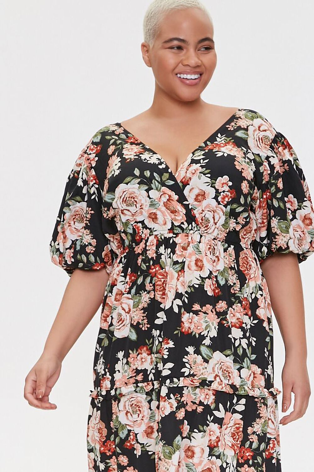 Plus Size Floral Tiered Maxi Dress