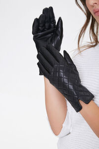 Quilted Faux Leather Gloves, image 1