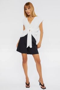 WHITE Plunging Tie-Front Top, image 4