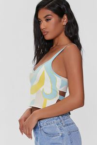 CREAM/MULTI Sweater-Knit Abstract Print Crop Top, image 2