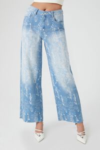 MEDIUM DENIM/MULTI Wide-Leg Distressed Jeans, image 1