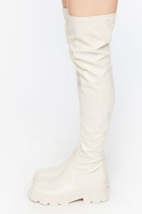 BEIGE Faux Leather Over-the-Knee Lug Boots, image 2