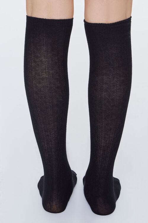 BLACK/BLACK Ribbed Knee-High Sock Set, image 3