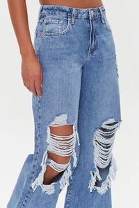 MEDIUM DENIM Wide-Leg Distressed Jeans, image 5