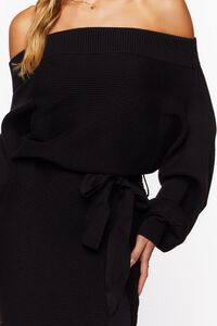 BLACK Off-the-Shoulder Belted Sweater Dress, image 5