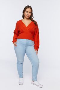 RUST Plus Size Plunging Dolman-Sleeve Sweater, image 4