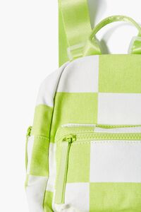 LIME/WHITE Checkered Zippered Backpack, image 3