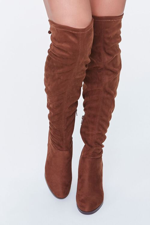 BROWN Faux Suede Over-the-Knee Boots, image 4