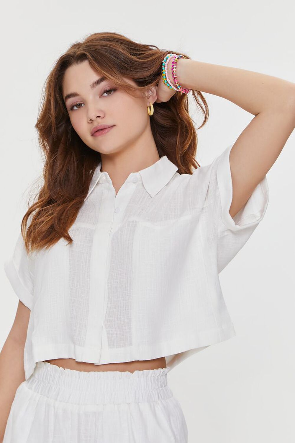 VANILLA Cropped Linen-Blend Shirt, image 1
