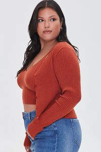 RUST Plus Size Ribbed Cardigan Sweater, image 2