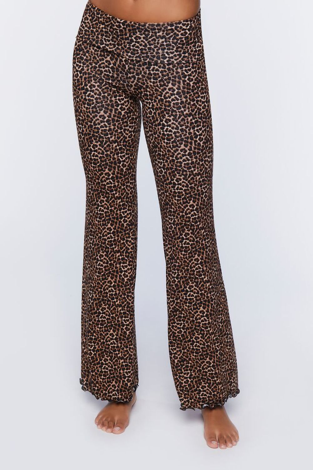 TAN/BLACK Leopard Print Pajama Pants, image 2