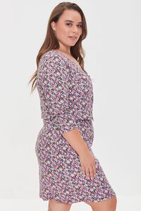 BLACK/MULTI Plus Size Floral Dress & Cardigan Sweater Set, image 2