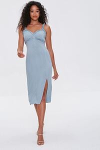 DUSTY BLUE Sweetheart Ruffle-Trim Dress, image 4