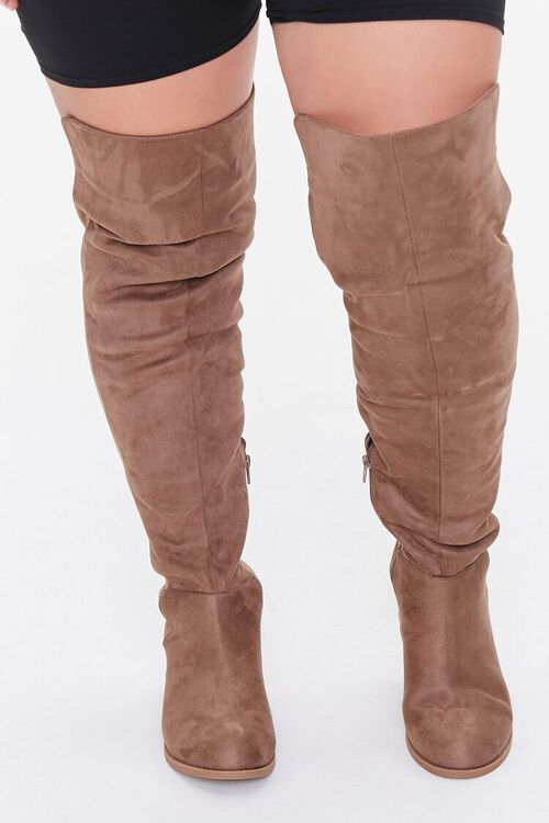 TAUPE Thigh-High Faux Suede Boots (Wide), image 4