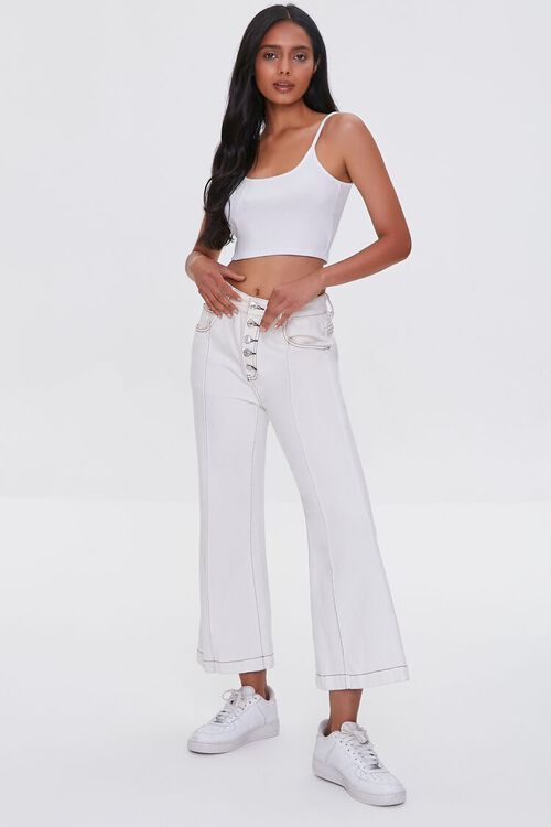 WHITE Ribbed Cropped Cami, image 4