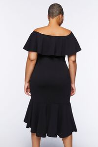 BLACK Plus Size Flounce Midi Dress, image 3