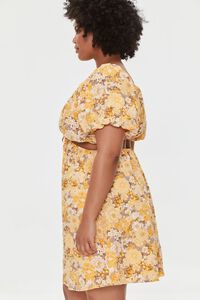 YELLOW/MULTI Plus Size Floral Cutout Mini Dress, image 2