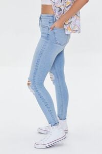 LIGHT DENIM Recycled Cotton Distressed High-Rise Skinny Jeans, image 3