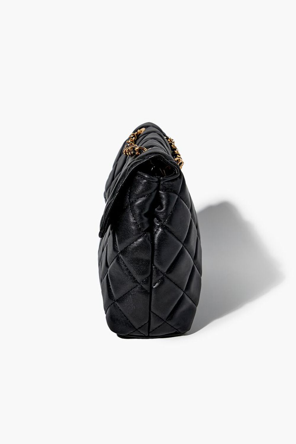 Black Designer Strap Quilted Crossbody Faux Leather Bag – Forever