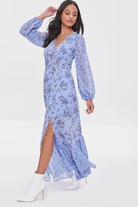BLUE/MULTI Floral Print Cutout Maxi Dress, image 2