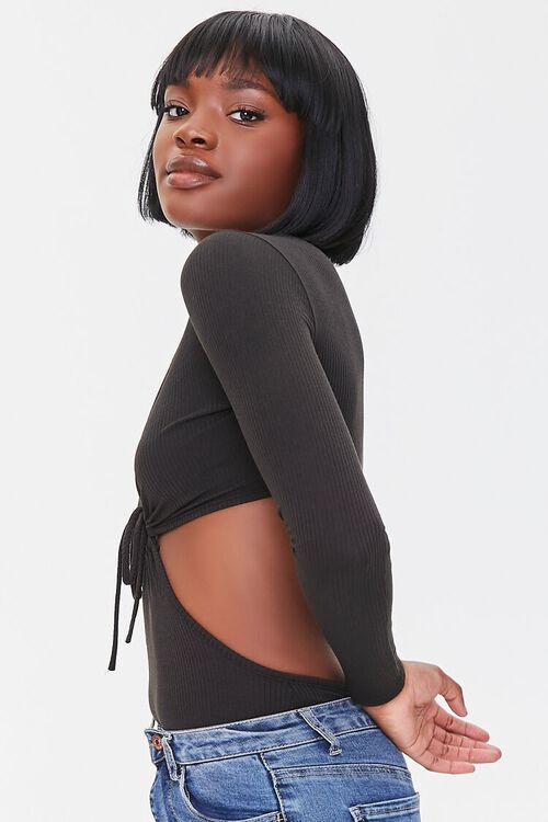 BLACK Plunging Cutout Bodysuit, image 2
