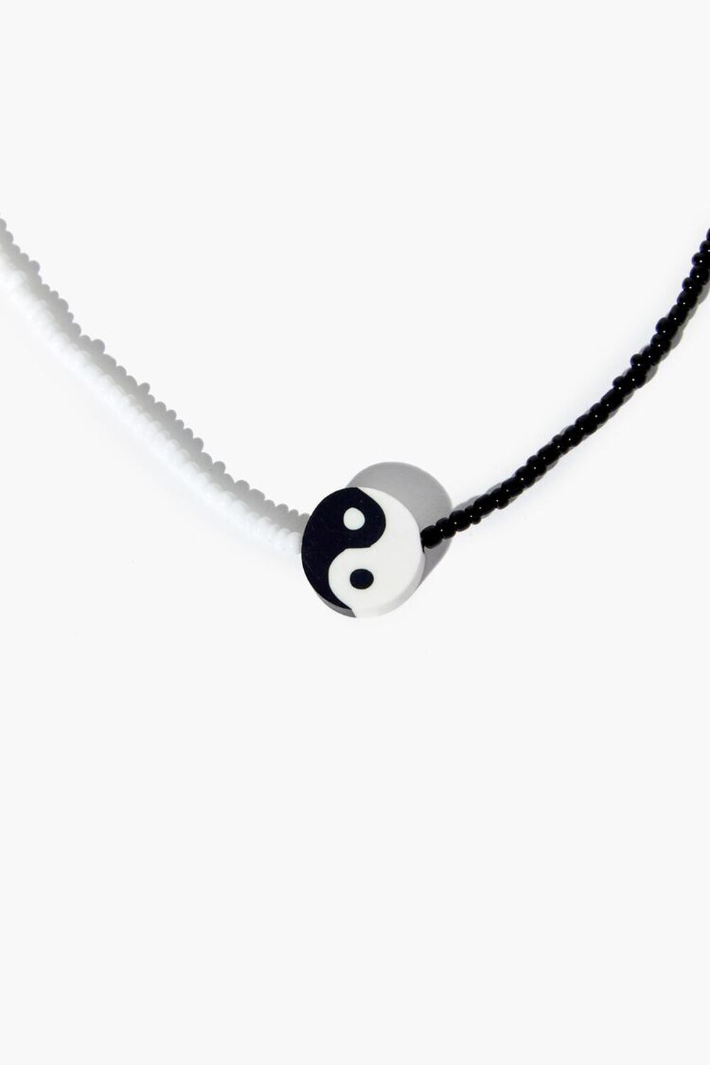 BLACK/WHITE Men Yin Yang Beaded Necklace, image 1
